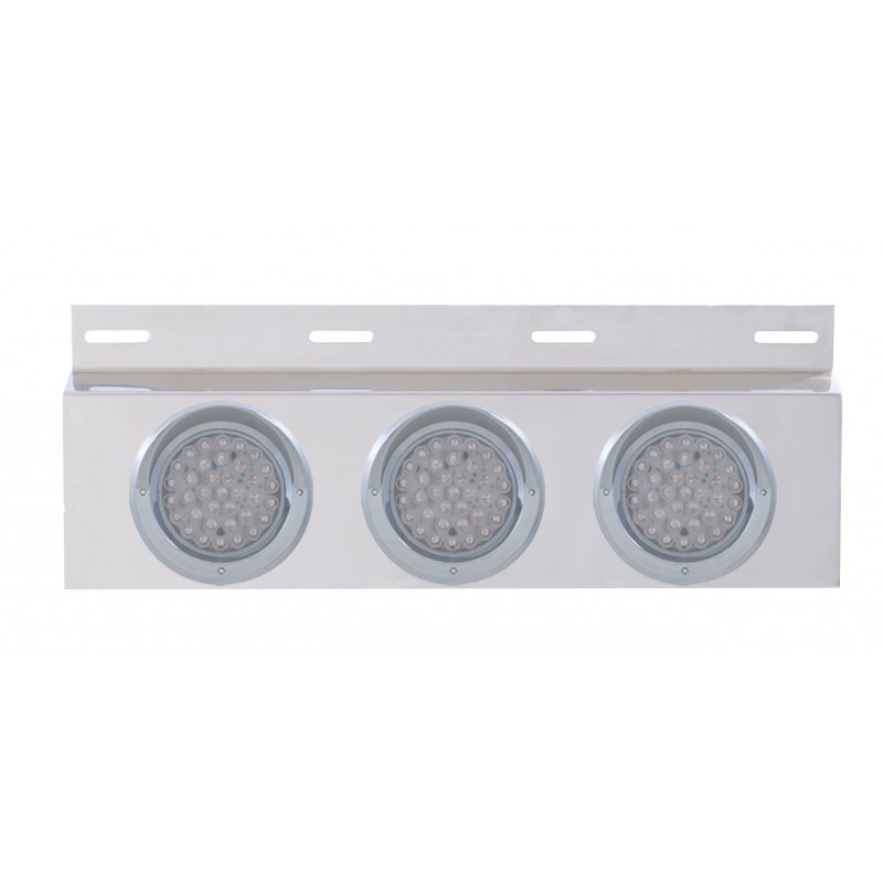 Stainless Steel Top Mud Flap Light Bracket W/ Three 36 Led 4" Light W/ Visor - Clear Lens