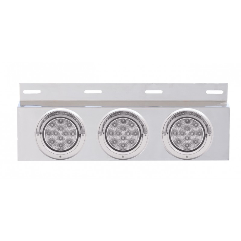Stainless Steel Top Mud Flap Light Bracket W/ Three 12 Led 4" Light W/ Visor - Clear Lens