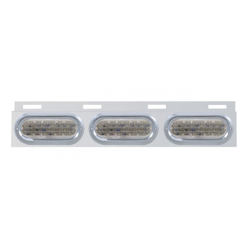 Stainless Steel Top Mud Flap Light Bracket W/ Three 60 Led Oval Light W/ Visor - Clear Lens