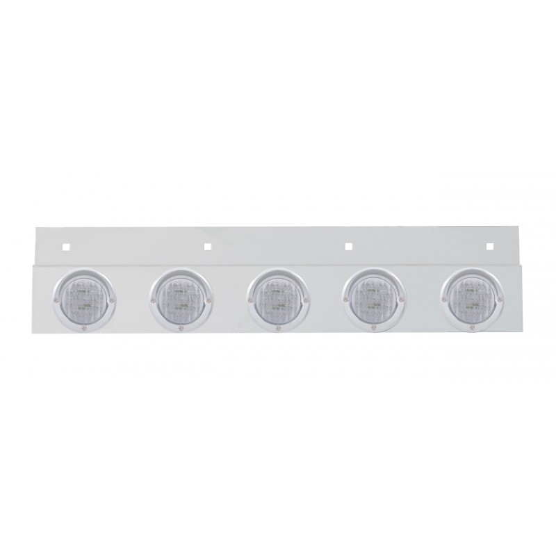 Stainless Steel Top Mud Flap Light Bracket W/ Five 9 Led 2" Clearance/Marker Light W/ Visor - Clear Lens