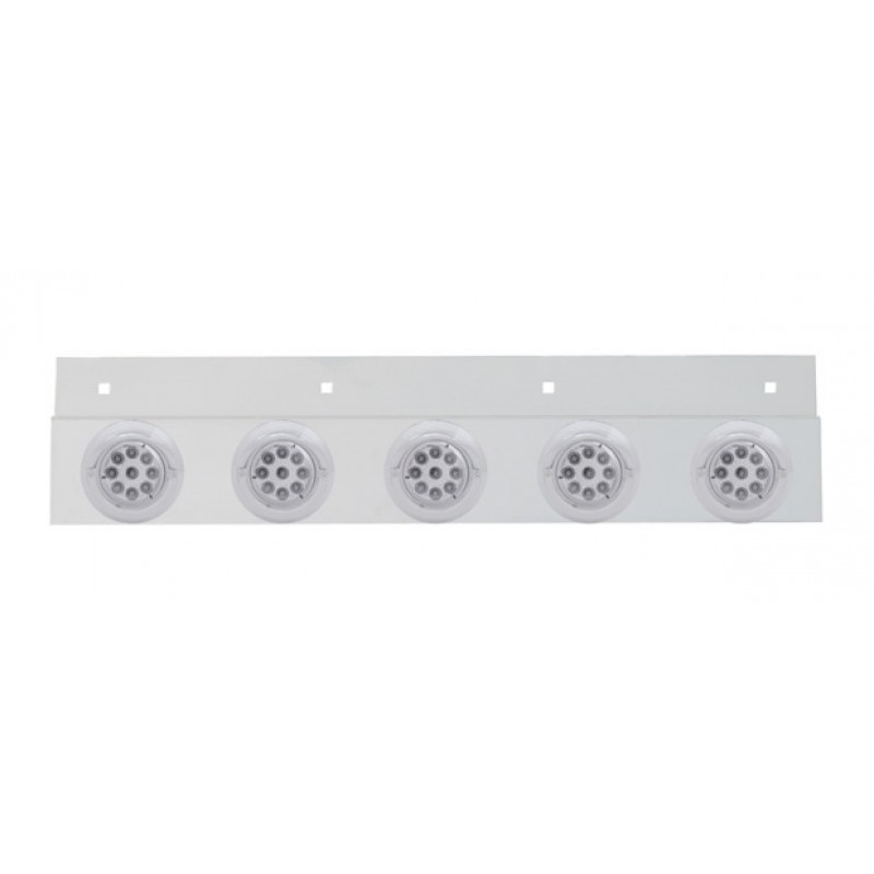 Stainless Steel Top Mud Flap Light Bracket W/ Five 9 Led 2" Reflector Light W/ Visor - Clear Lens