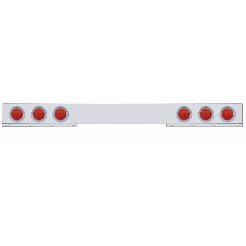Chrome 1 Piece Rear Light Bar W/ Six 7 Red Led 4" Economy Light W/ Visor - Red Lens