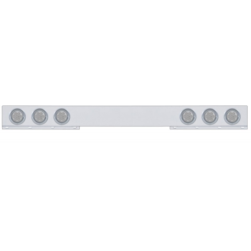 Stainless Steel 1 Piece Rear Light Bar W/ Six 7 Red Led 4" Economy Light W/ Visor - Clear Lens