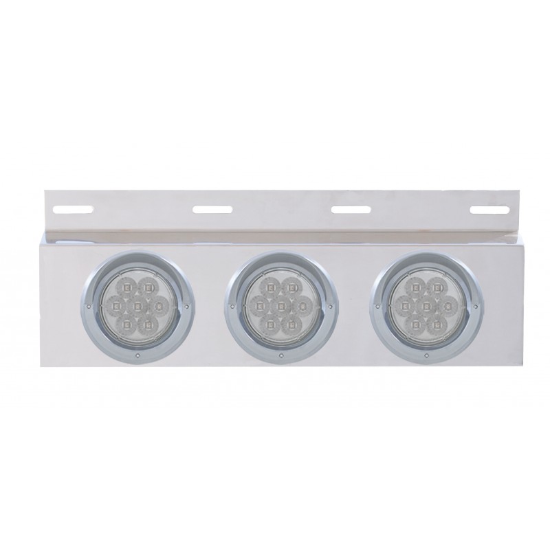 Stainless Steel Top Mud Flap Light Bracket W/ Three 7 Led 4" Light W/ Visor - Clear Lens