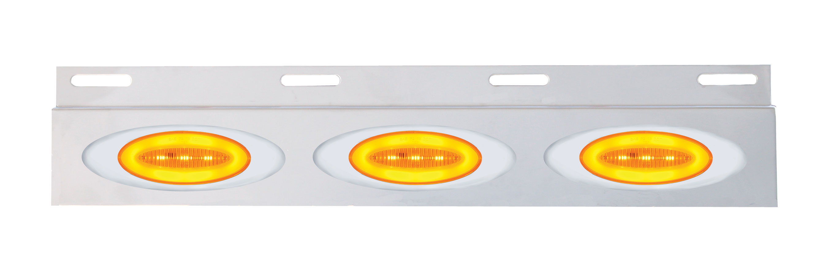 Stainless Steel Top Mud Flap Light Bracket W/ 3 13 Amber Led "M1 Millenium" Light W/Bezel - Amber Lens
