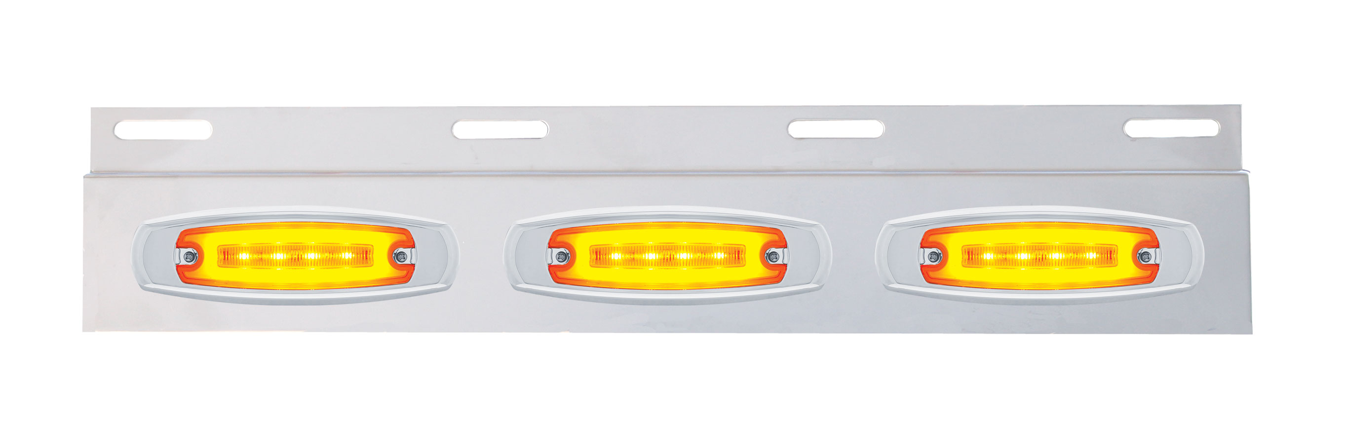 Stainless Steel Top Mud Flap Light Bracket W/ 3 16 Amber Led "Glo" Light W/Bezel - Amber Lens