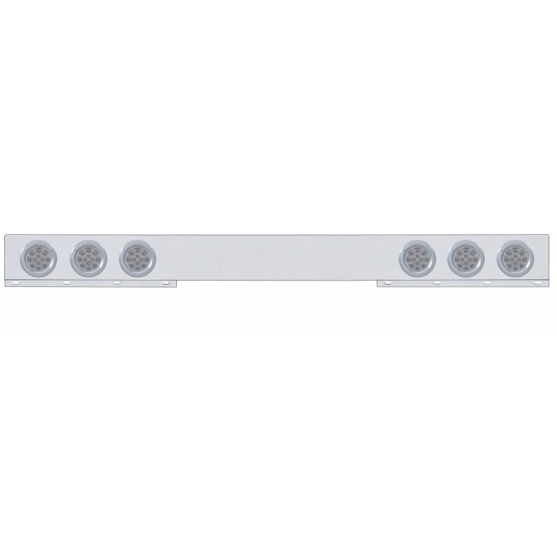Chrome Rear Light Bar W/ Six 12 Red Led 4" Reflector Light W/ Bezel - Clear Lens