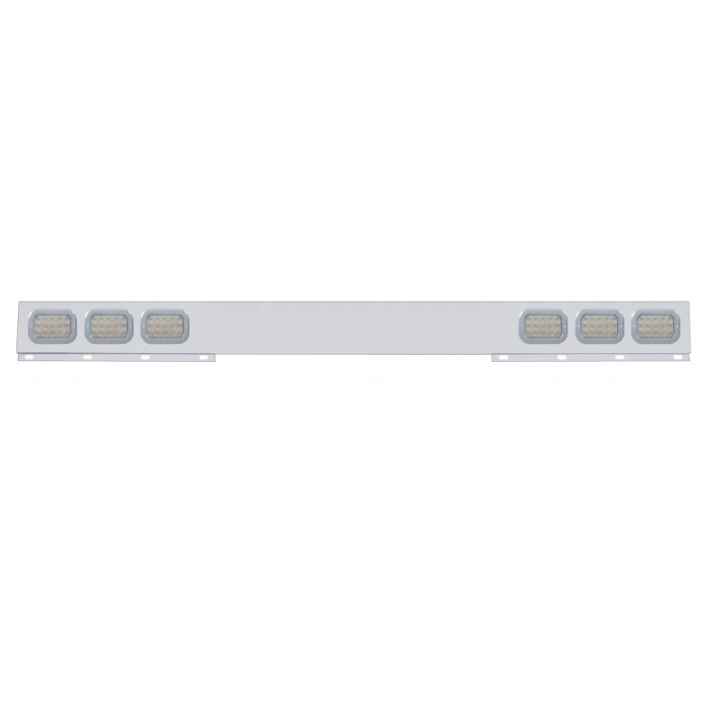 Stainless Steel 1 Piece Rear Light Bar W/ Six 15 Red Led Rectangular Light W/ Bezel - Clear Lens