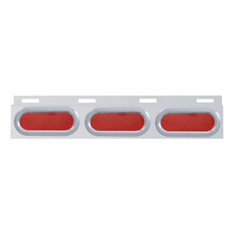 Stainless Steel Top Mud Flap Light Bracket W/ Three 19 Led Oval Light W/ Bezel - Red Lens