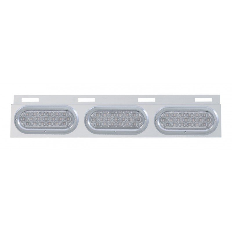 Stainless Steel Top Mud Flap Light Bracket W/ Three 19 Led Oval Light W/ Bezel - Clear Lens