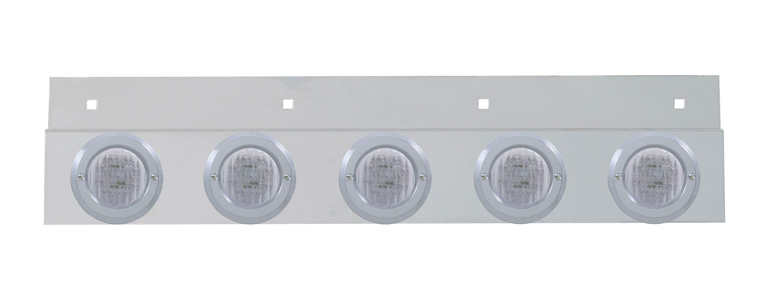 Stainless Steel Top Mud Flap Light Bracket W/ Five 9 Led 2" Clearance/Marker Light W/ Bezel - Clear Lens