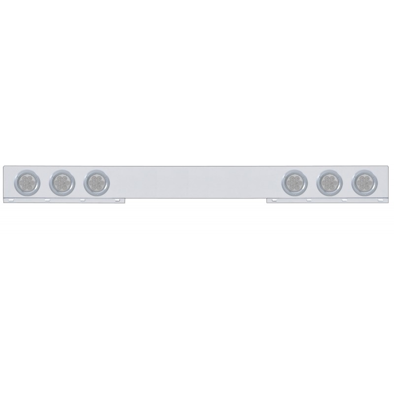 Chrome 1 Piece Rear Light Bar W/ Six 7 Red Led 4" Economy Light W/ Bezel - Clear Lens