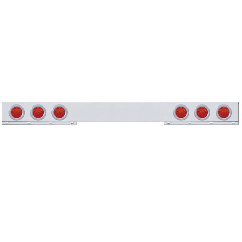 Stainless Steel 1 Piece Rear Light Bar W/ Six 7 Red Led 4" Economy Light W/ Bezel - Red Lens