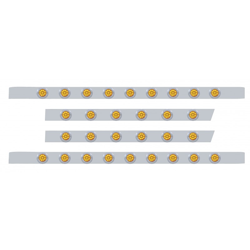 S.S. Peterbilt63" Sleeper Light Panel With Thirty 9 Amber Led 2" Light With Bezel - Amber Lens