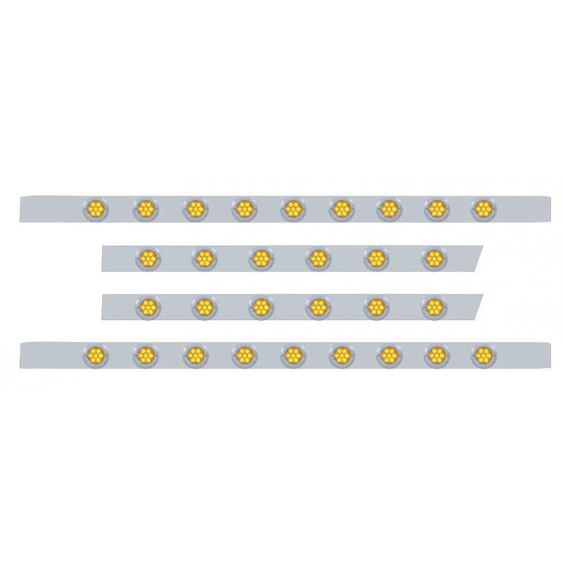 S.S. Peterbilt63" Sleeper Light Panel With Thirty 7 Amber Led 2" Reflector Light With Bezel - Amber Lens