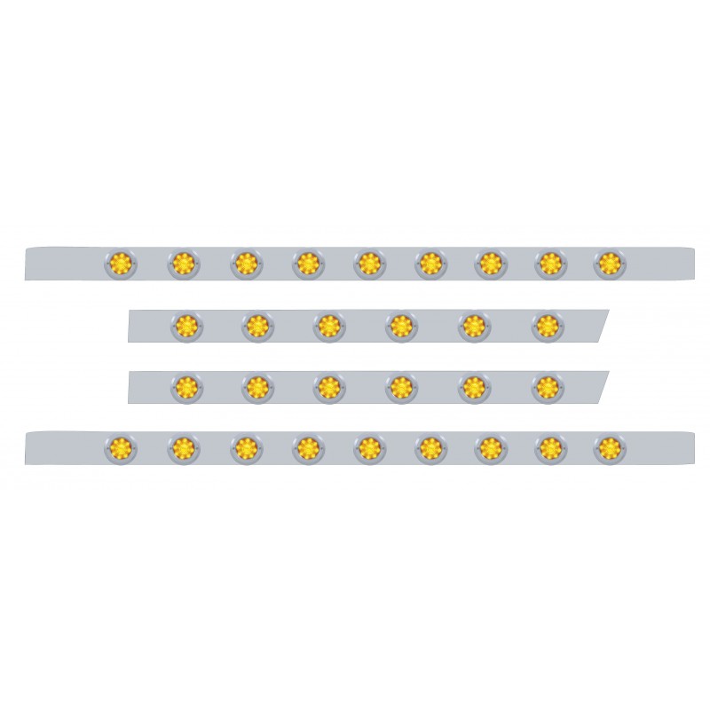 S.S. Peterbilt63" Sleeper Light Panel With Thirty 9 Amber Led 2" Beehive Light With Bezel - Amber Lens