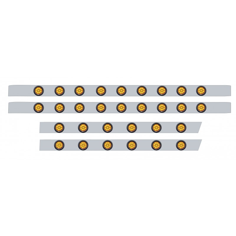 S.S. Peterbilt63" Sleeper Light Panel With Thirty 9 Amber Led 2" Light With Grommet - Amber Lens