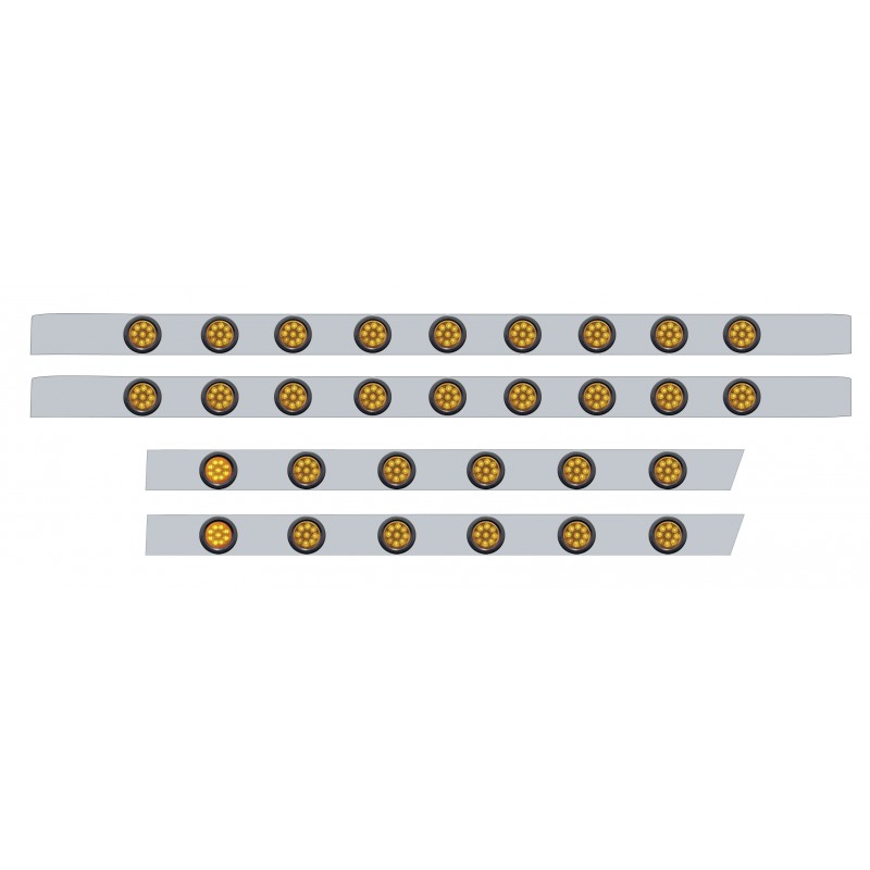 S.S. Peterbilt63" Sleeper Light Panel With Thirty 9 Amber Led 2" Reflector Lt With Grommet - Amber Lens