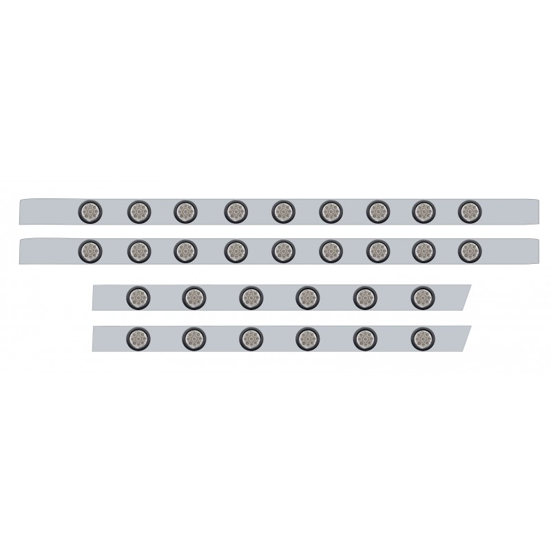 S.S. Peterbilt63" Sleeper Light Panel With Thirty 9 Amber Led 2" Reflector Lt With Grommet - Clear Lens