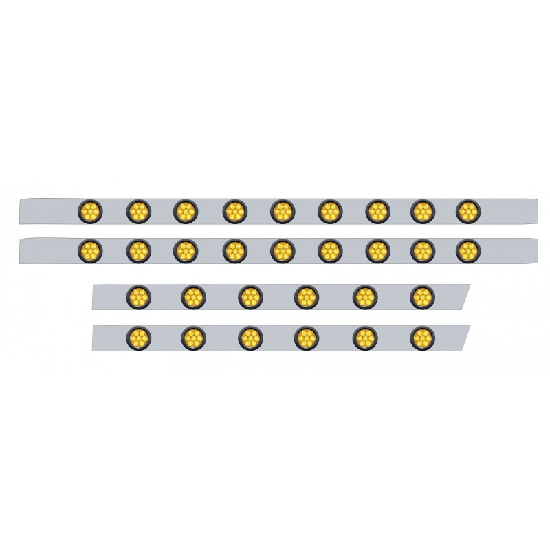 S.S. Peterbilt63" Sleeper Light Panel With Thirty 7 Amber Led 2" Reflector Lt With Grommet - Amber Lens