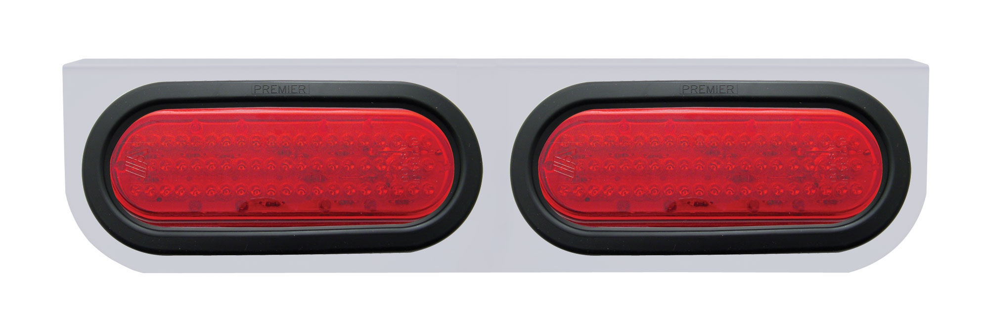 Stainless Steel Light Bracket W/ Two 60 Red Led Oval Light W/ Grommet - Red Lens