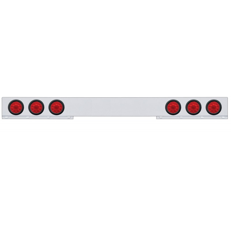 Chrome 1 Piece Rear Light Bar W/ Six 10 Red Led 4" Light W/ Grommet - Red Lens