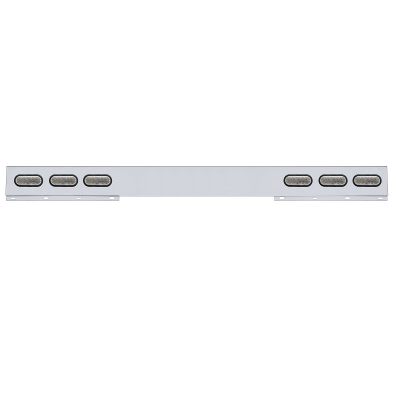 Stainless Steel 1 Piece Rear Light Bar W/ 6 Straight 60 Red Led Oval Light W/ Grommet - Clear Lens