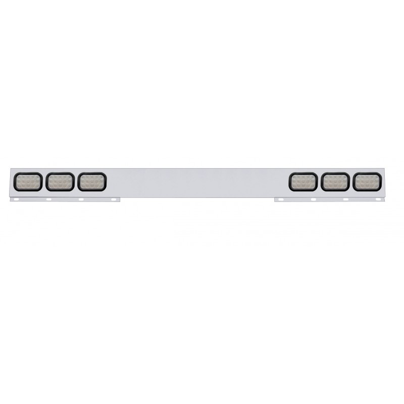 Stainless Steel 1 Piece Rear Light Bar W/ Six 15 Red Led Rectangular Light W/ Grommet - Clear Lens