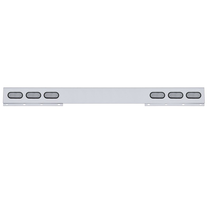 Stainless Steel 1 Pc. Rear Light Bar W/ 6 Straight 19 Red Led Oval Reflector Light W/ Grommet - Clear Lens