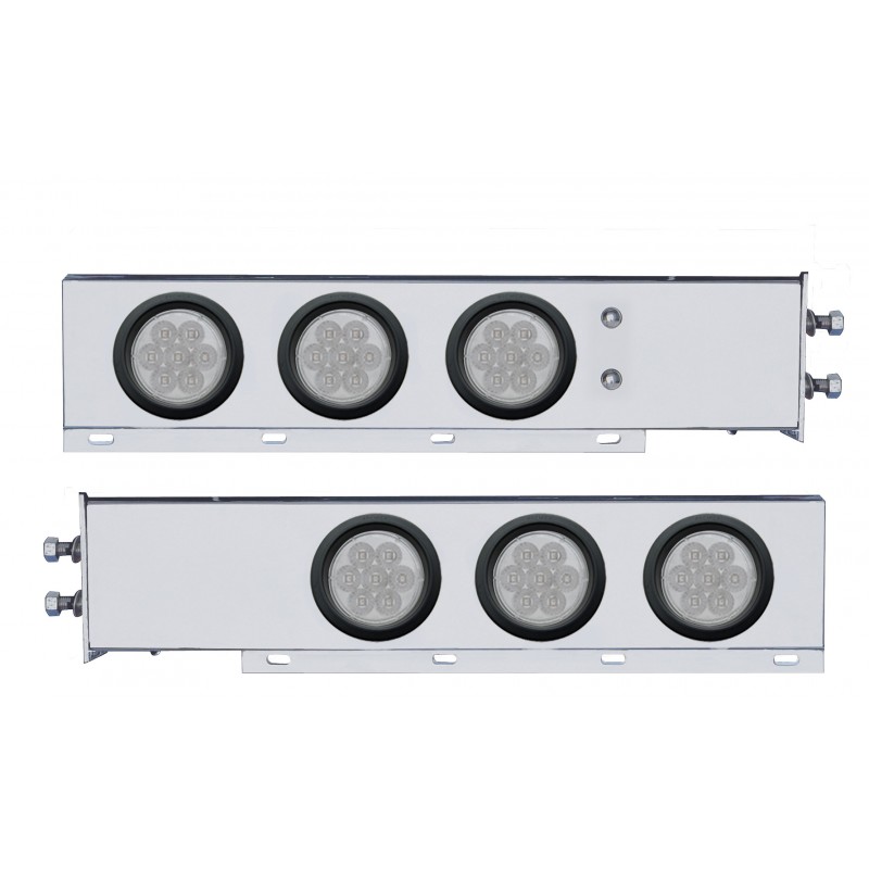 (2/Bulk) Economy 430 Stainless Steel Spring Loaded Rear Light Bar W/ Six 7 Red Led 4" Light W/ Grommet - Clear Lens (2" B.P.)