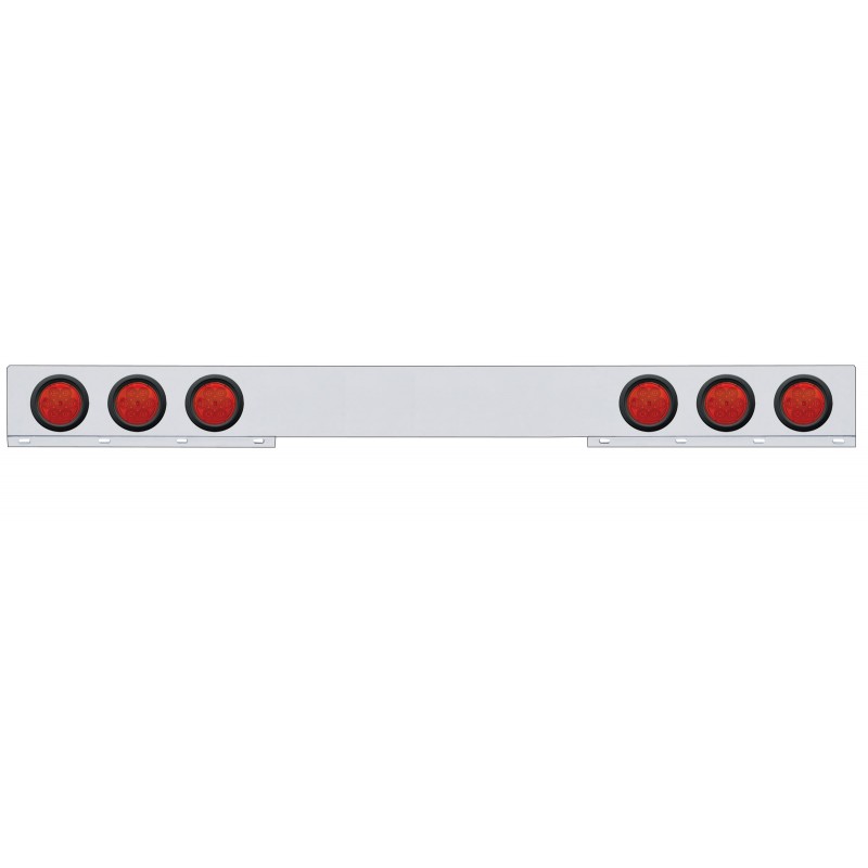 Stainless Steel 1 Piece Rear Light Bar W/ Six 7 Red Led 4" Economy Light W/ Grommet - Red Lens