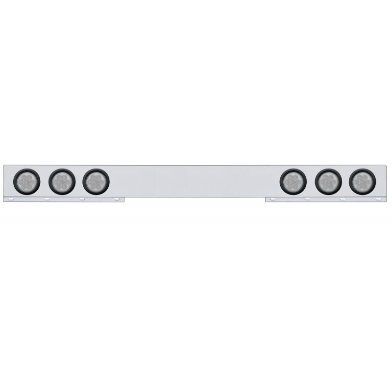Stainless Steel 1 Piece Rear Light Bar W/ Six 7 Red Led 4" Economy Light W/ Grommet - Clear Lens