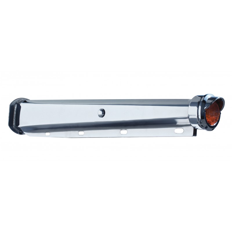 (2/Bulk) 30" Chrome Spring Loaded Mud Flap Hanger 2 1/2" Bolt Center With 2" 9 Led End Cap With Visor - Amber Led / Amber Lens