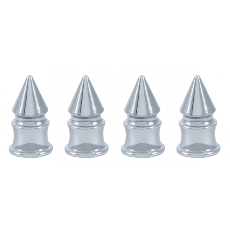 (4/Card) Chrome Spike Valve Caps