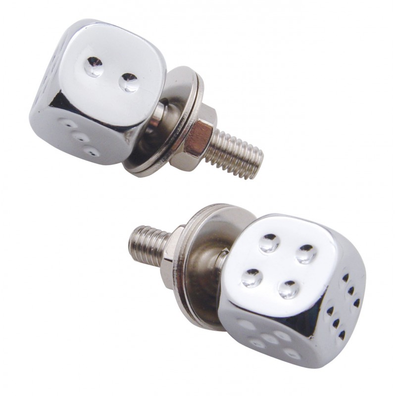 (2/Card) Dice License Plate Fastener - Chrome