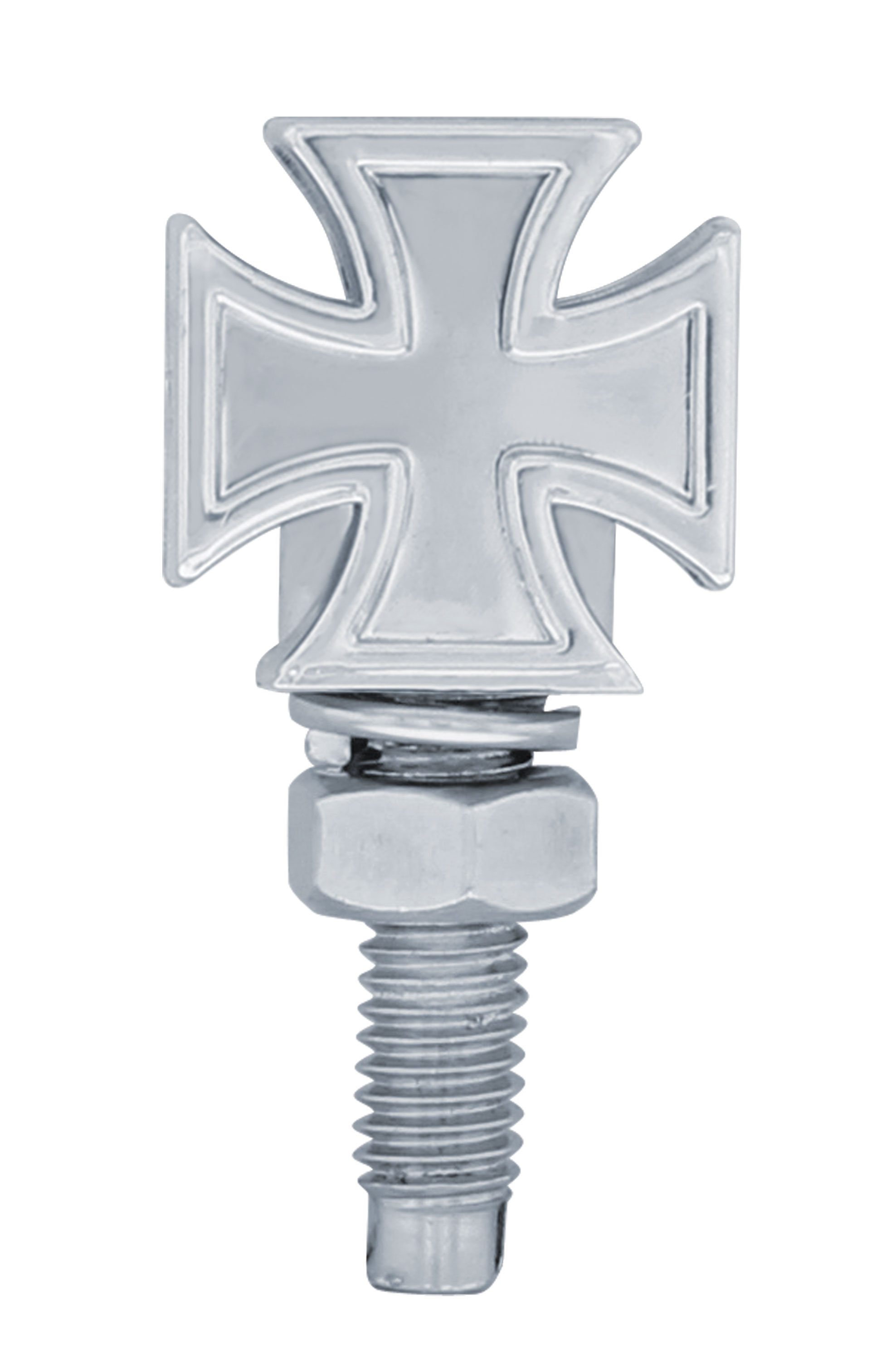 (2/Card) Chrome Iron Cross License Plate Fasteners