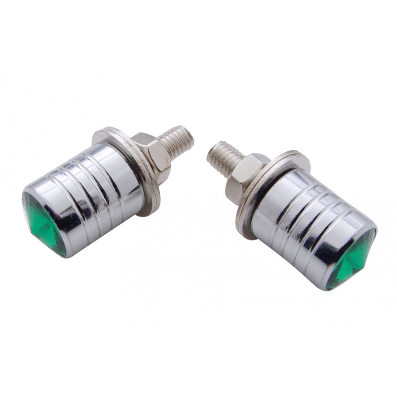 *Closeout* (2/Card) Plastic Jewel License Plate Fastener - Green