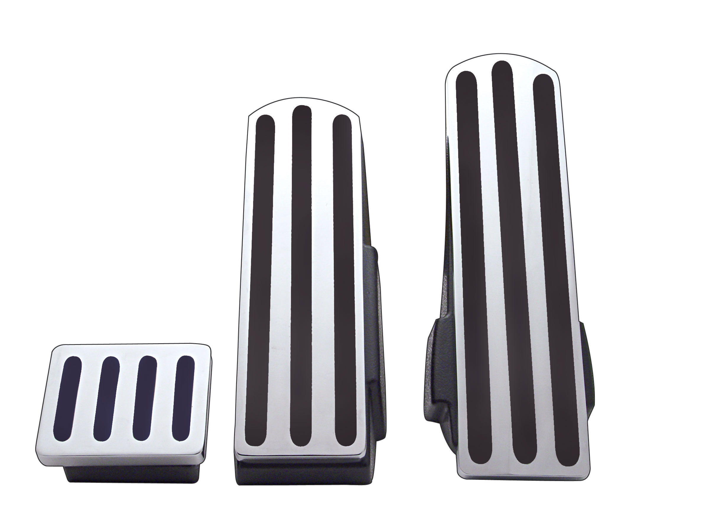 (3/Box) Brush Aluminum Kenworth Pedal Set W/ Rubber Insert - Black