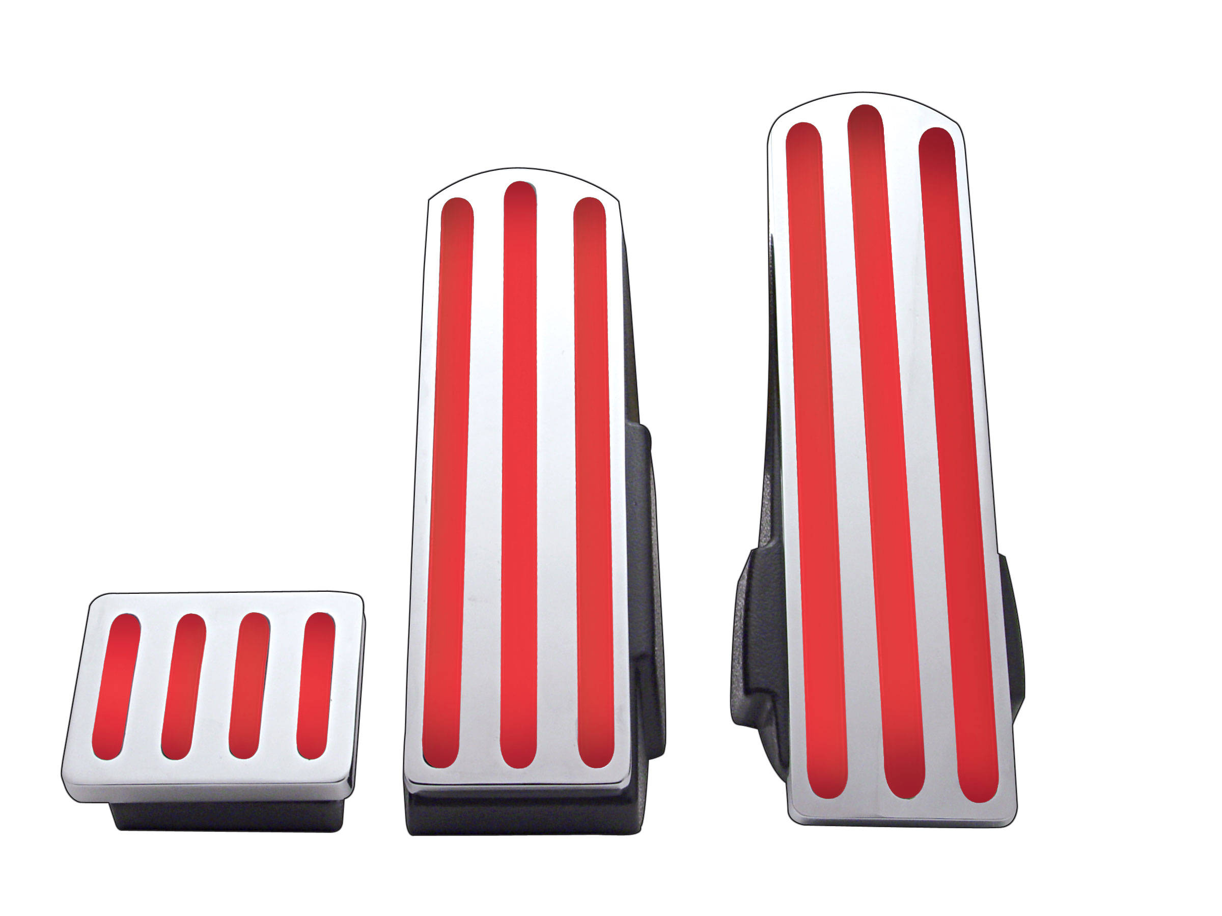 (3/Box) Brush Aluminum Kenworth Pedal Set W/ Rubber Insert - Red
