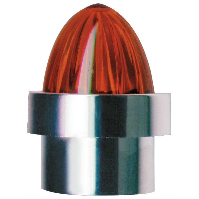 (2/Card) Chrome Top Base W/ Plastic Watermelon Lens - Amber