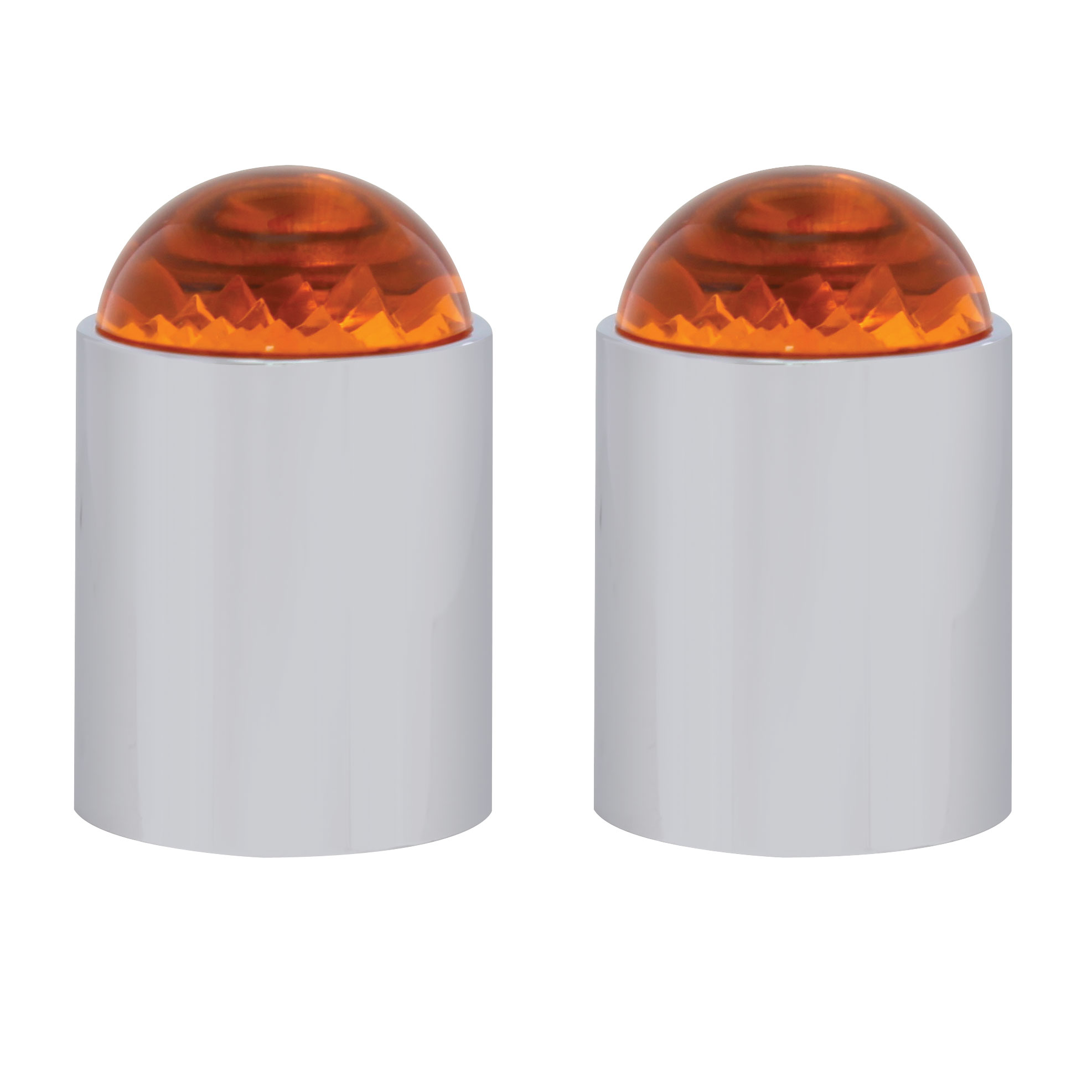 (2/Card) Chrome Top Base W/ Dome Lens - Amber