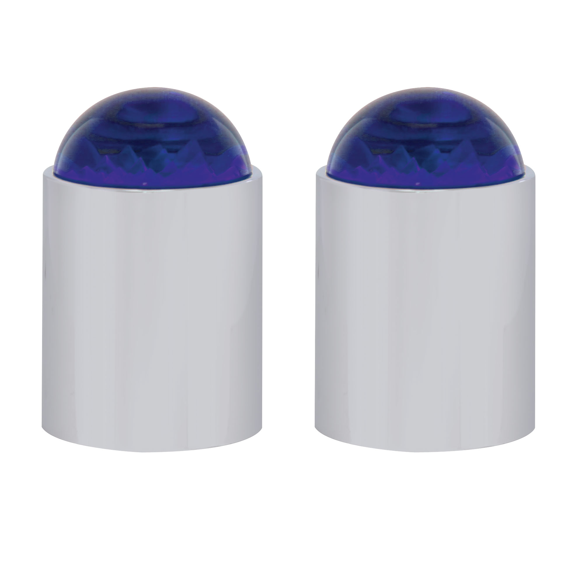 (2/Card) Chrome Top Base W/ Dome Lens - Blue