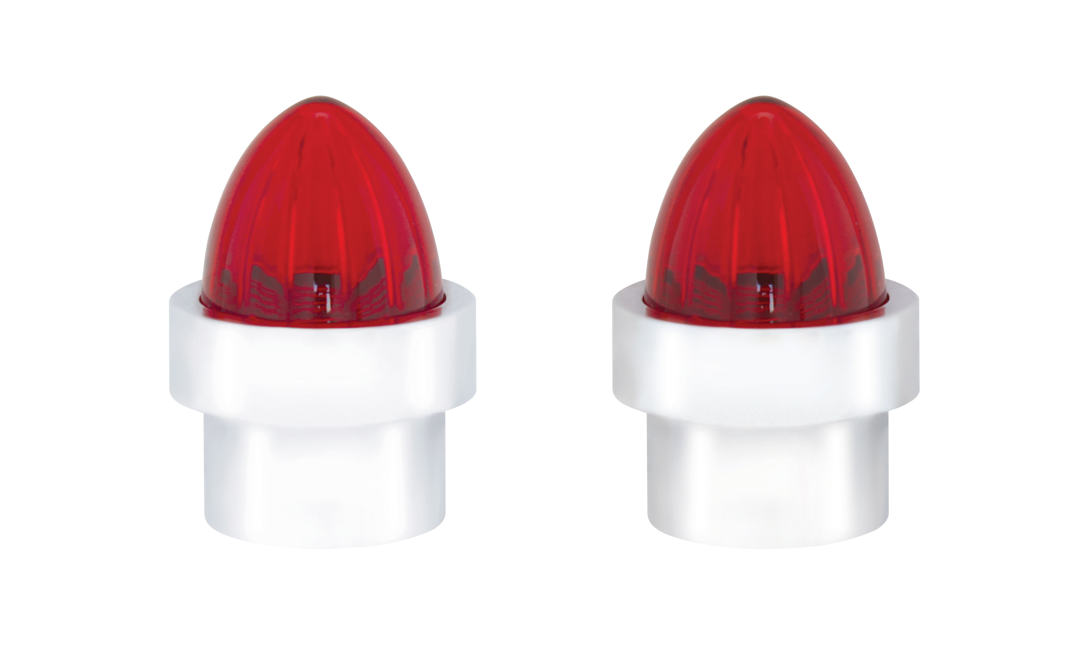 (2/Card) Chrome Top Base W/ Plastic Watermelon Lens - Red