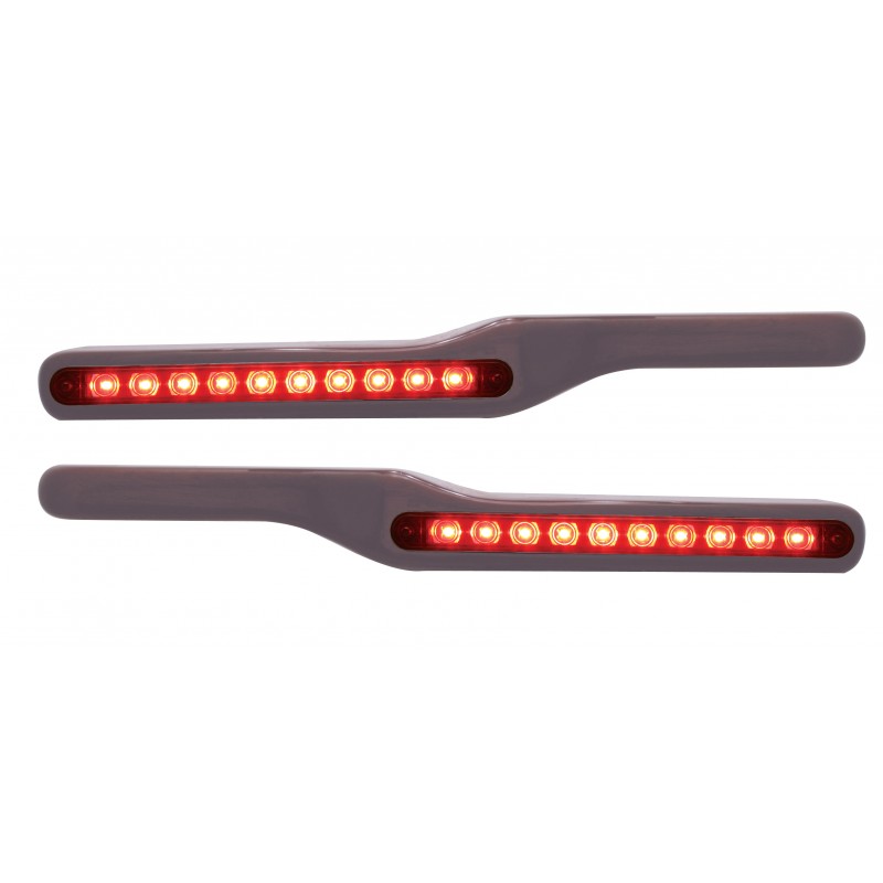 (2/Box) Wood Peterbilt Armrest W/ 10 Red Led 9" Light - Amber Lens