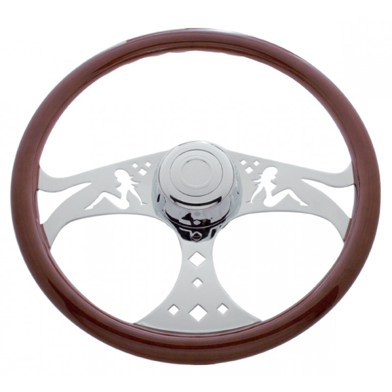 18" Chrome Lady Steering Wheel - Peterbilt 1998+ & Kenworth 2001+