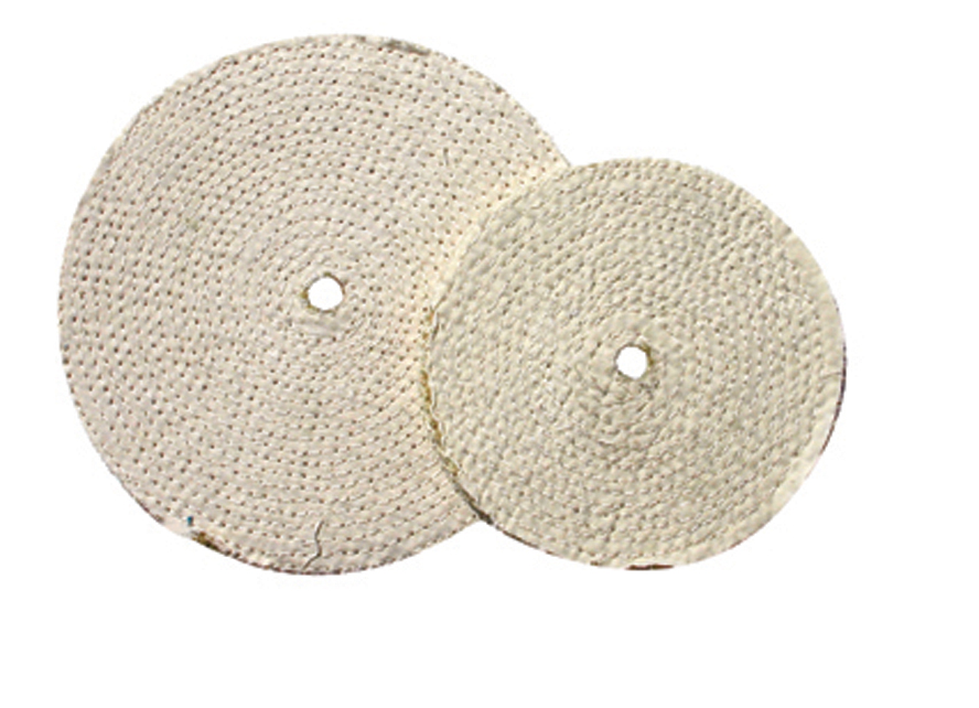 Card) 6" White Sisal Cloth Buff Wheel - 11 Ply. & 5/8" Arbor
