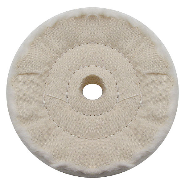 (Pack) 3" White Spiral & Concentric Sewed Muslin Wheel - 40 Ply. & 5/8" Arbor