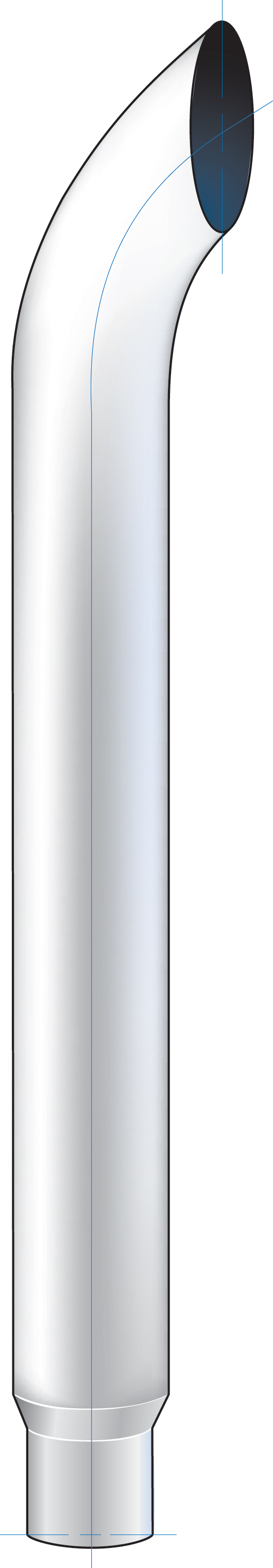 Curved Exhaust, Reducing 6"-5" O.Dia., Bottom, 108"L