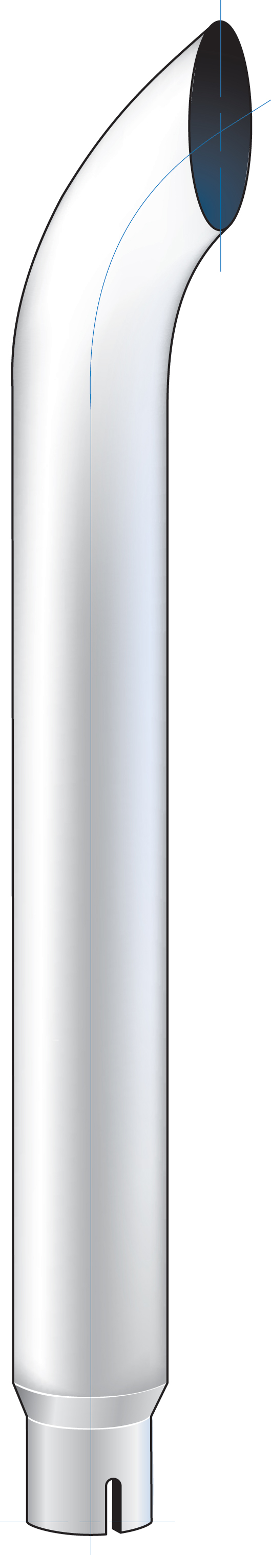 Curved Exhaust, Reducing 7"-5" I.Dia., Bottom, 96"L