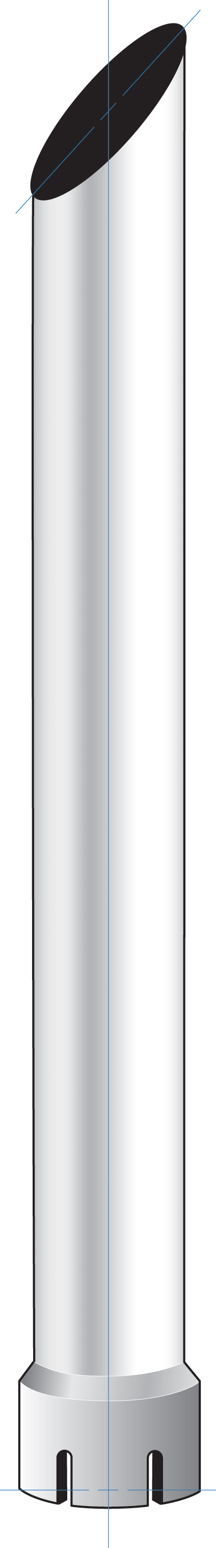 Mitred Exhaust, 6" Dia., Expanded Bottom, 120" L